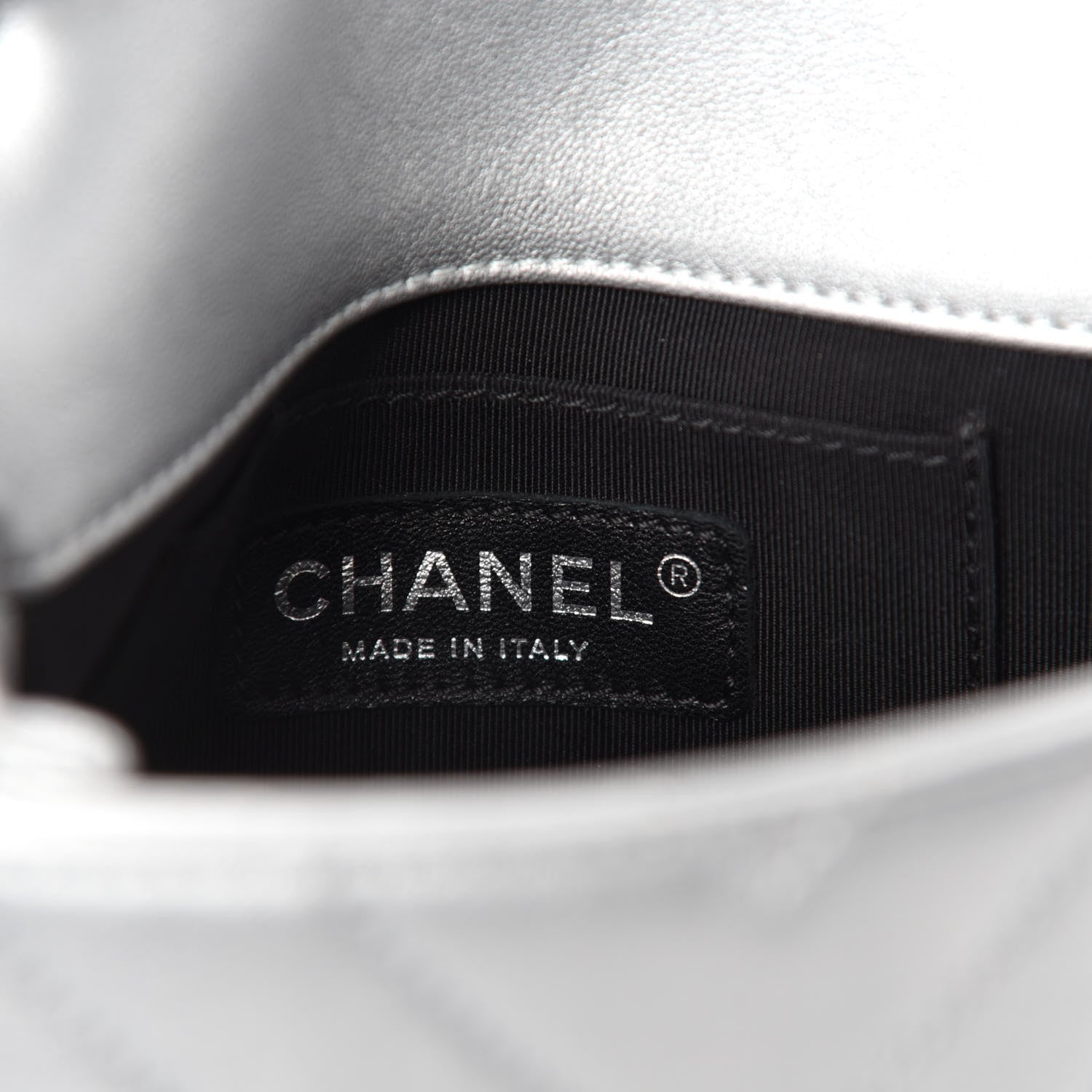 Chanel Metallic Lambskin Chevron Quilted Mini Flap Silver 8 of 10