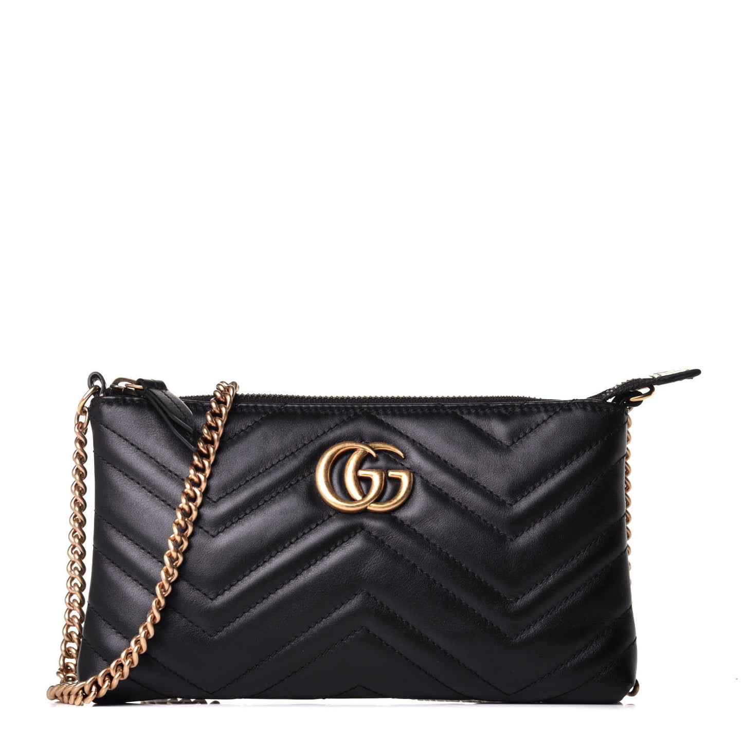 Calfskin Matelasse Mini GG Marmont Chain Bag Black