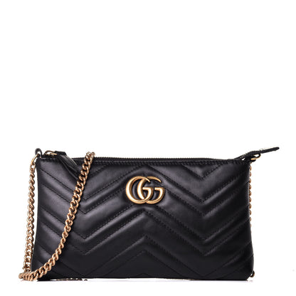 Gucci Calfskin Matelasse Mini GG Marmont Chain Bag Black 1 of 8