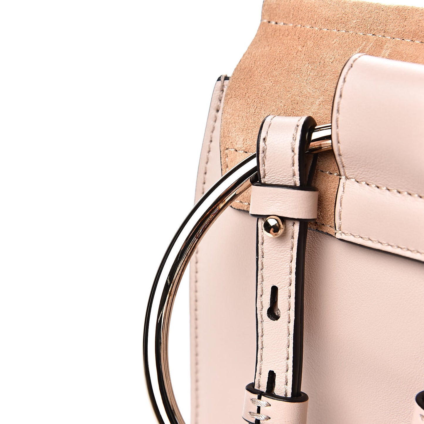Suede Calfskin Mini Faye Bracelet Bag Cement Pink