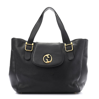 Gucci Pebbled Calfskin Medium 1973 Tote Black 1 of 8