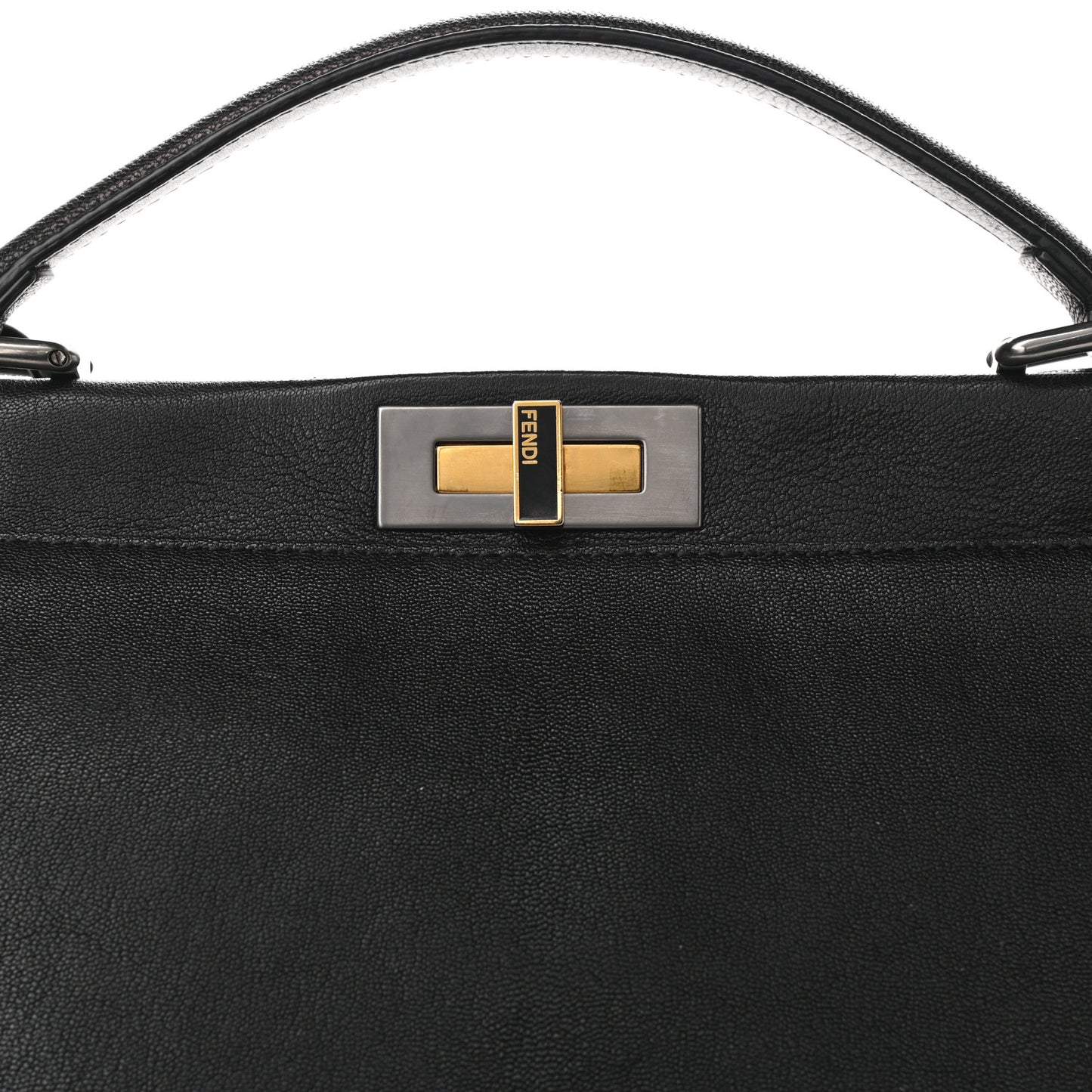 Goatskin Large Peekaboo Iconic Satchel Black Lampone
