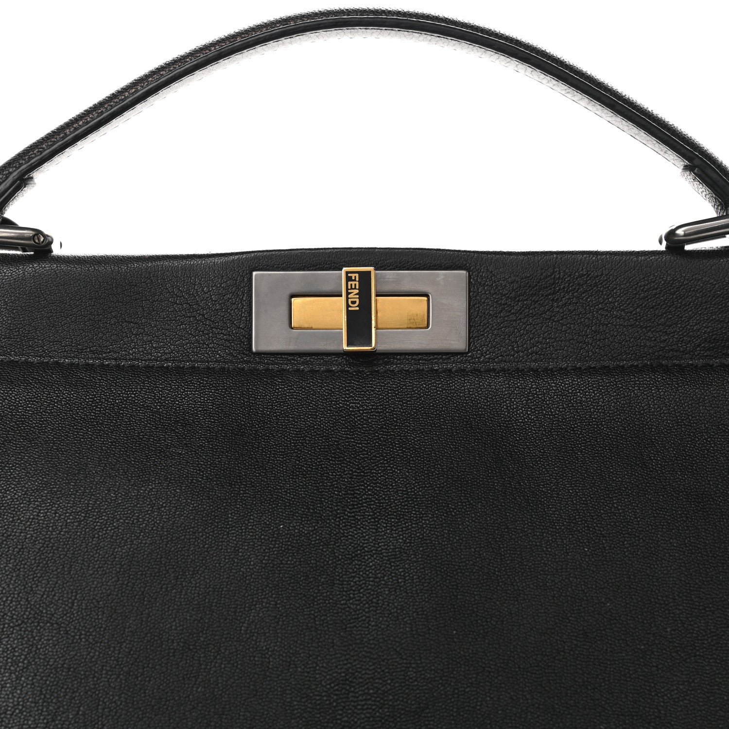 Fendi Goatskin Large Peekaboo Iconic Satchel Black Lampone 10 of 10