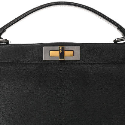 Fendi Goatskin Large Peekaboo Iconic Satchel Black Lampone 10 of 10