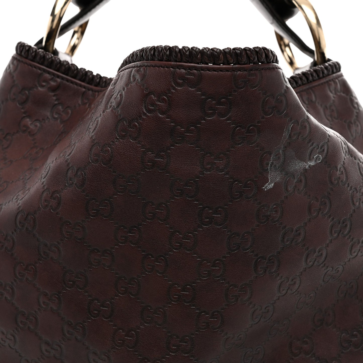 Guccissima Large Horsebit Chain Hobo Chocolate