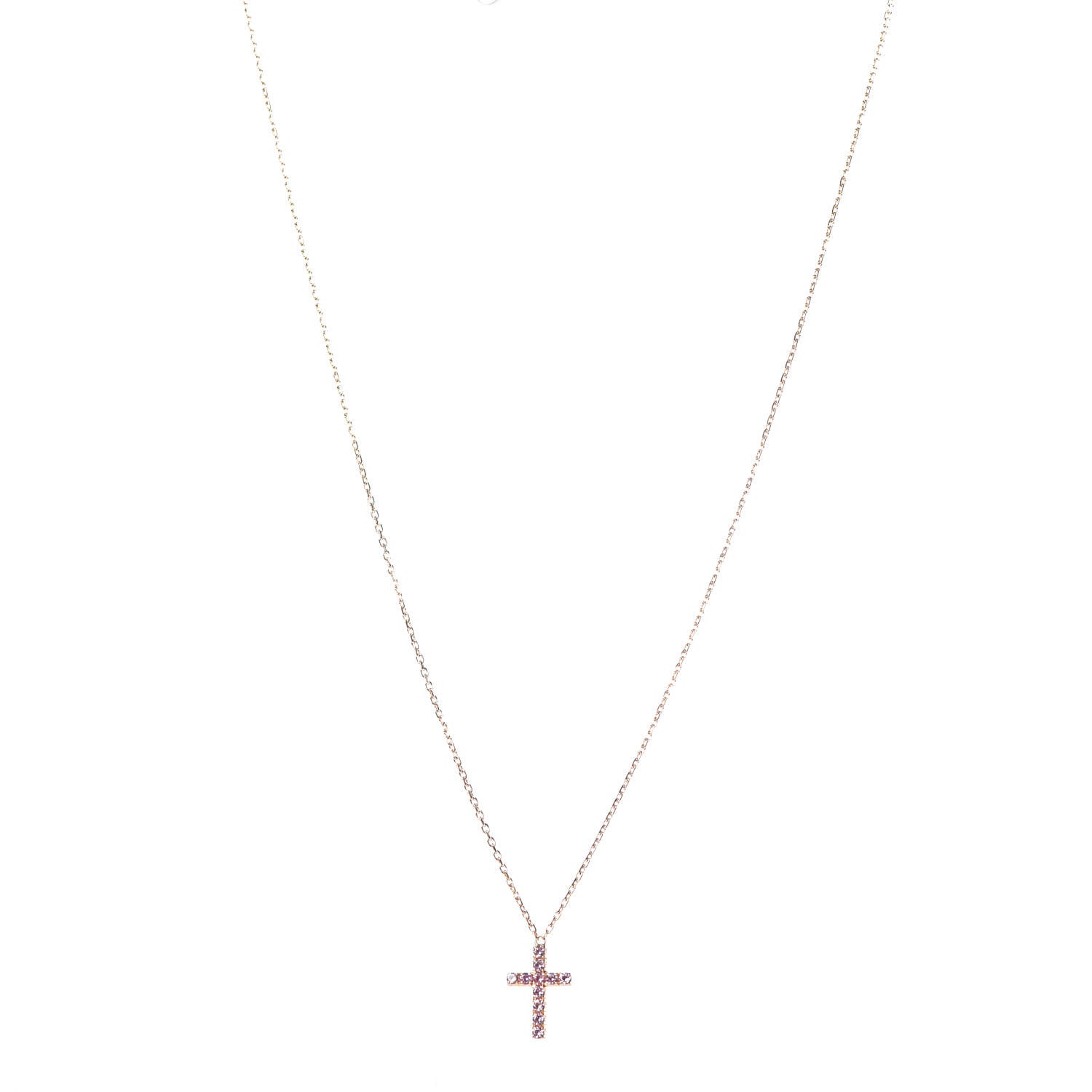 Cartier 18K Pink Gold Pink Sapphire Symbols Cross Pendant Necklace 1 of 6