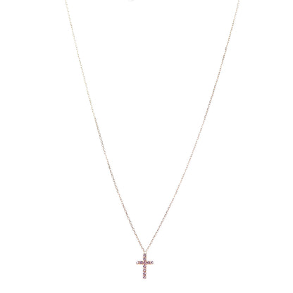 Cartier 18K Pink Gold Pink Sapphire Symbols Cross Pendant Necklace 1 of 6