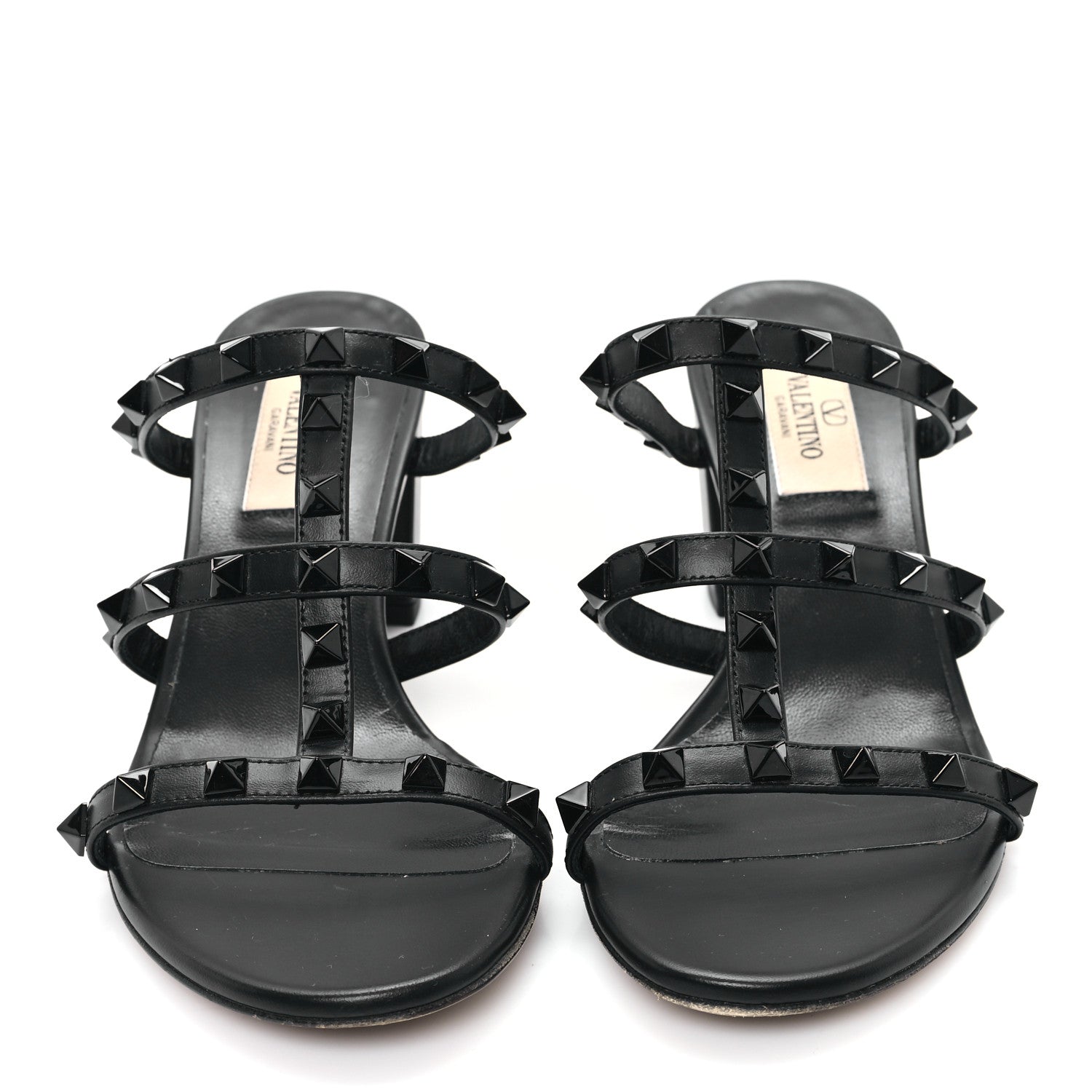 Valentino Garavani Calfskin Monochrome Rockstud 60mm Caged Slide Sandals 36.5 Black 3 of 9