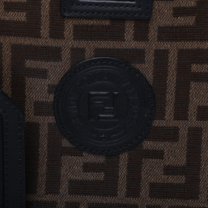 Fendi Glazed Fabric Vitello Century FF 1974 Stamp Patch Mini Peekaboo Defender Cover Mogano Panna Black 12 of 15
