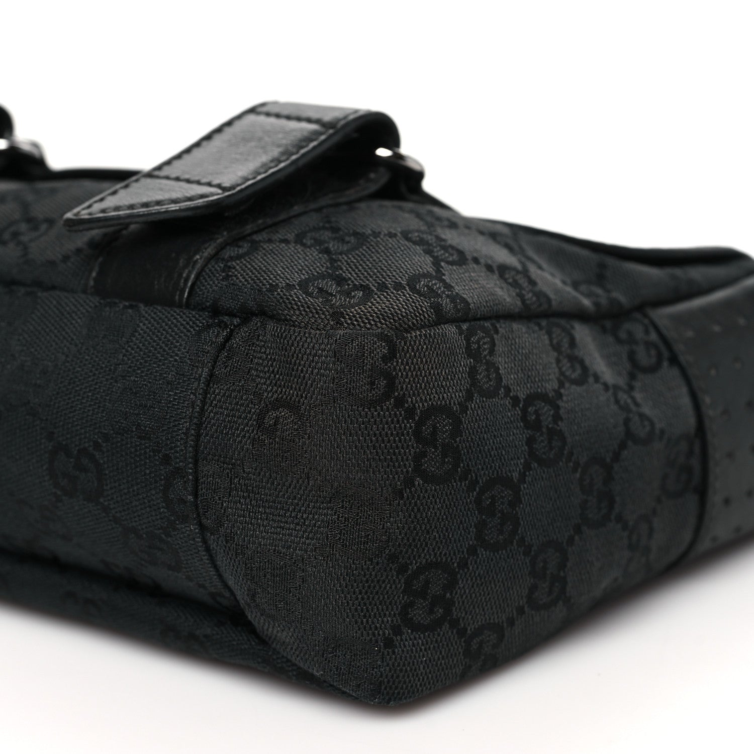 Gucci Monogram Small Double Buckle Flap Messenger Bag Black 10 of 10