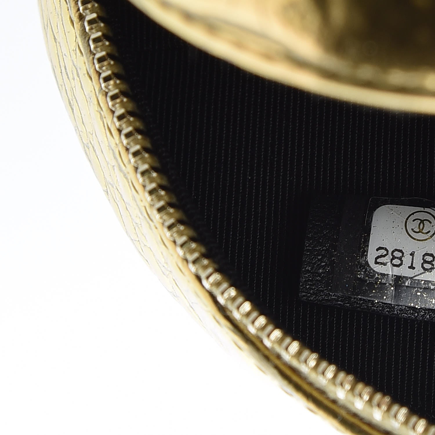 Chanel Metallic Calfskin Crocodile Embossed Cocodile Round Clutch with Chain Gold 7 of 8