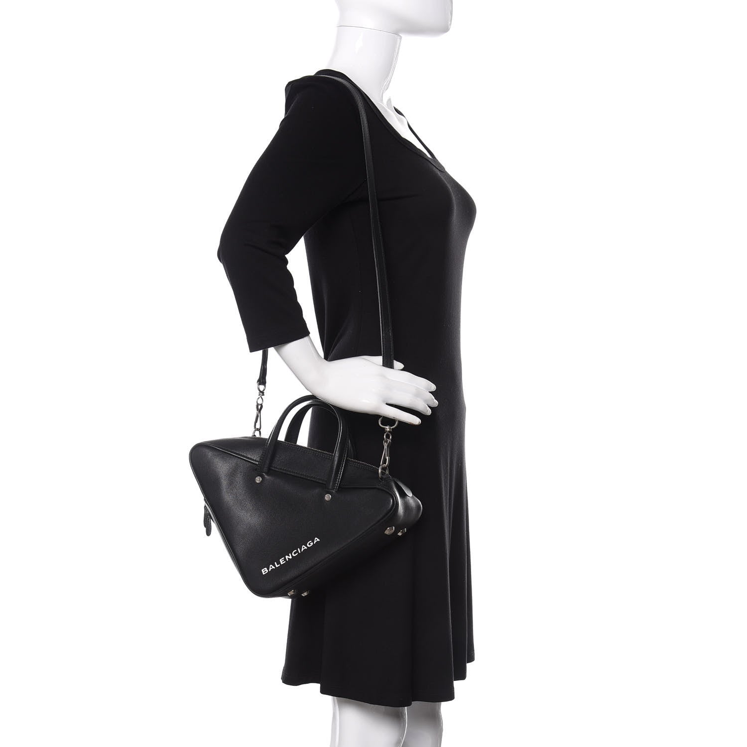 Balenciaga Calfskin S Triangle Duffle Black 2 of 9