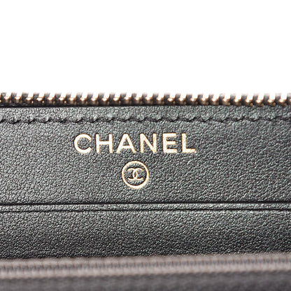 Chanel Iridescent Caviar Quilted Medium Zip Around Wallet Black 6 of 9