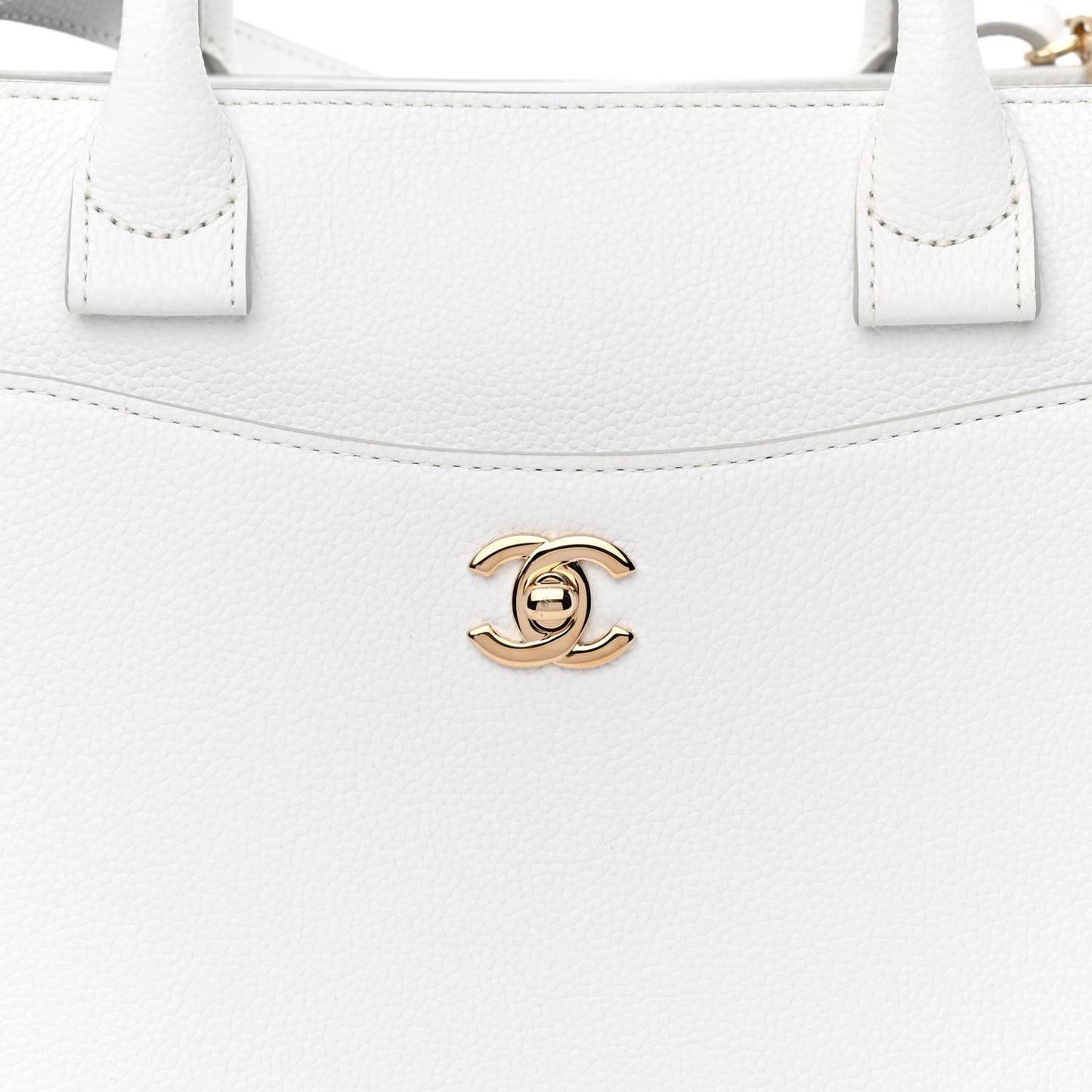 Grained Calfskin Small Neo Executive Shopper Tote White