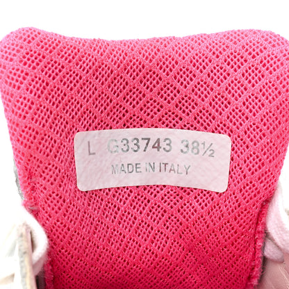 Chanel Calfskin Fabric Sneakers 38.5 White Silver Fluo Pink 8 of 12