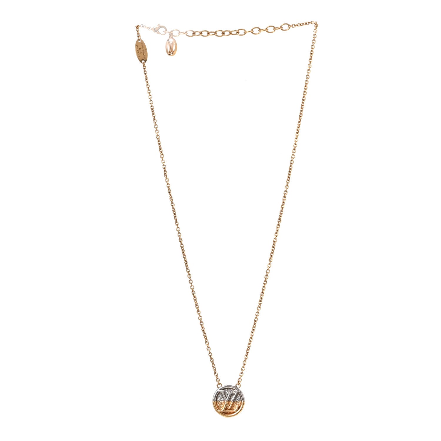 Louis Vuitton Metal L to V Necklace Gold Silver 3 of 5