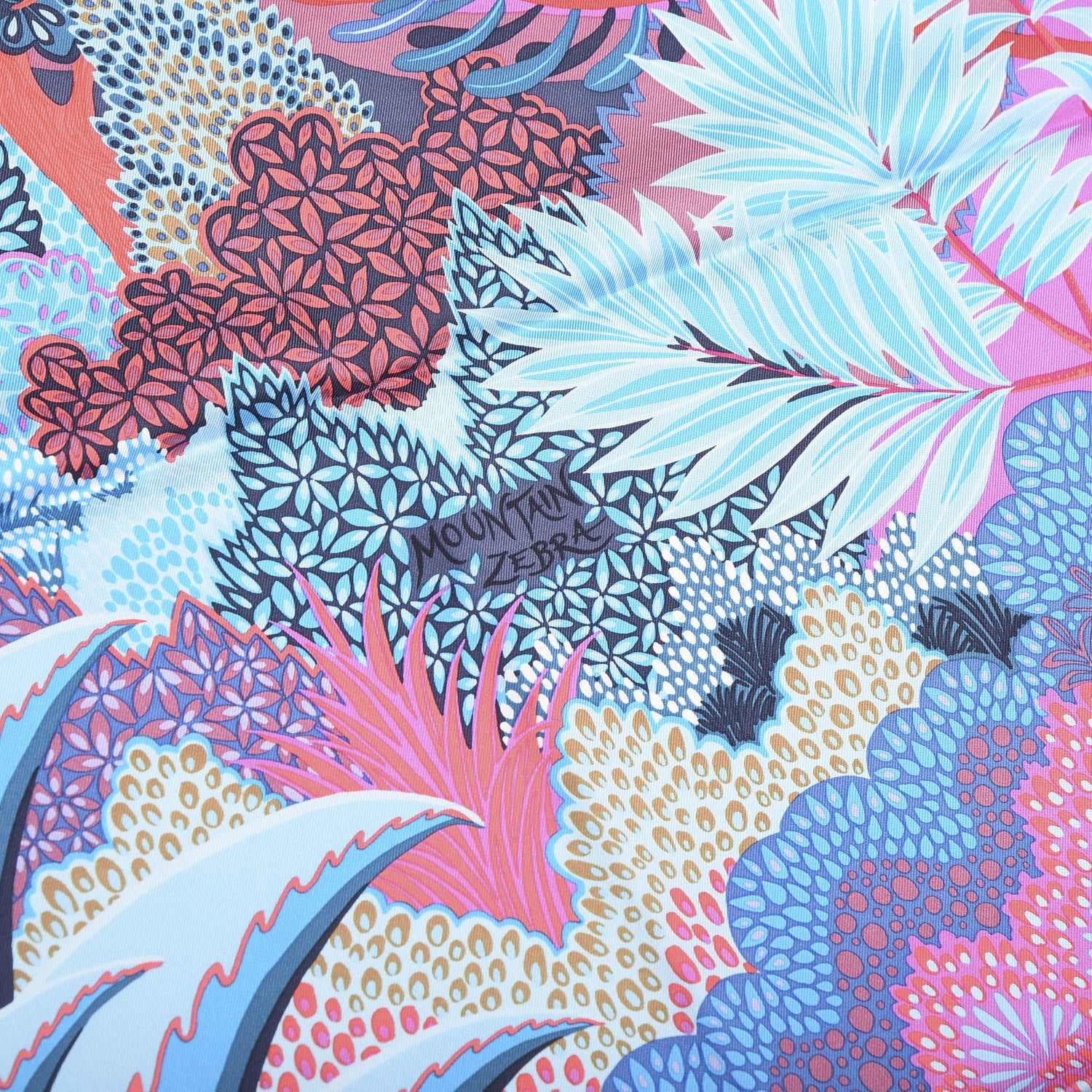 Hermes Silk Mountain Zebra Scarf 90 Turquoise Fuchsia Cobalt 4 of 13