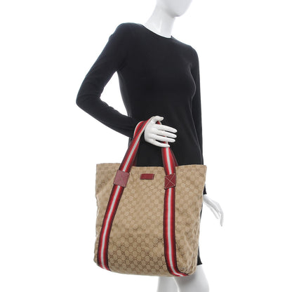 Gucci GG Monogram Medium Web Handle Vertical Tote Red 2 of 13