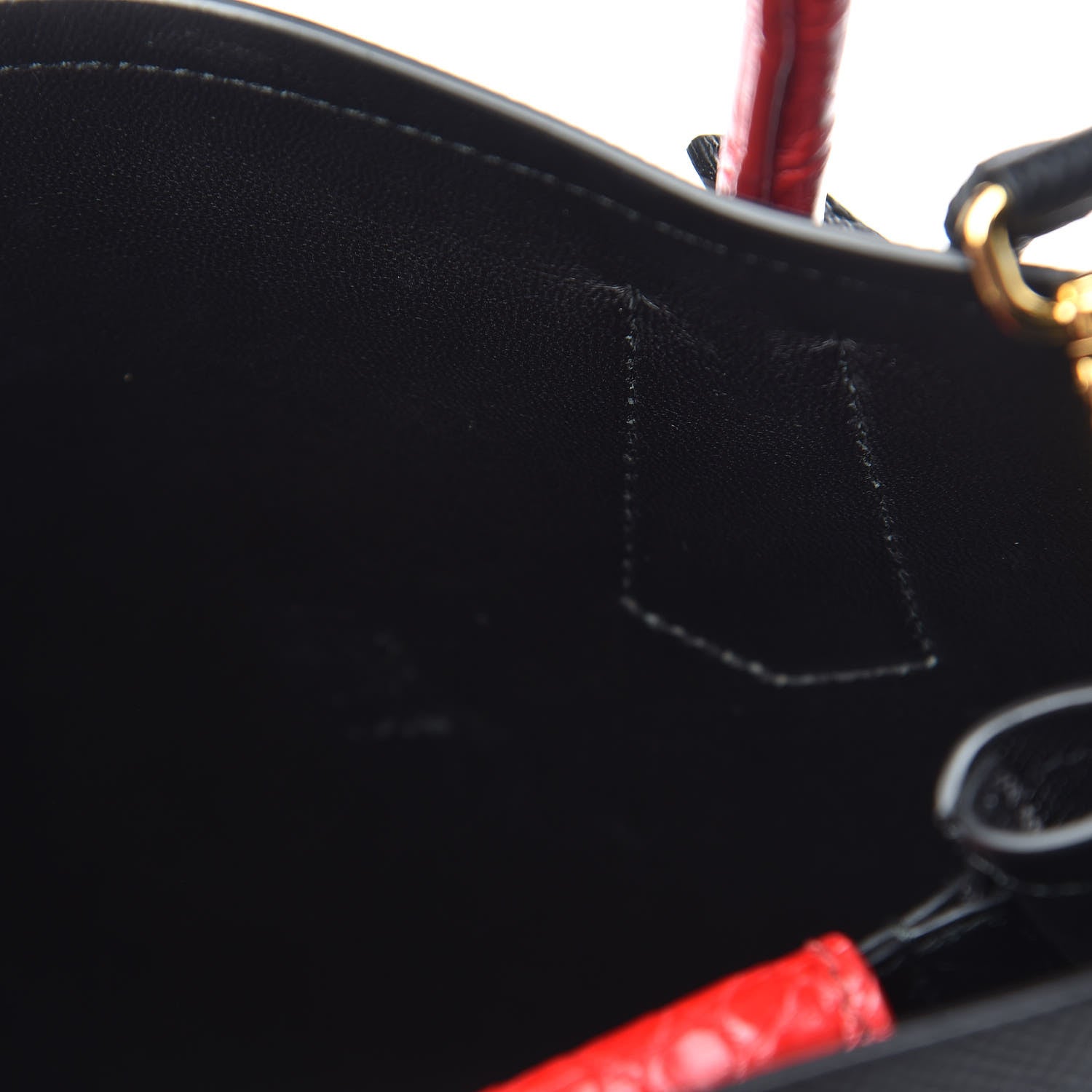 Prada Saffiano Cuir Crocodile Small Double Bag Black Rosso 9 of 12