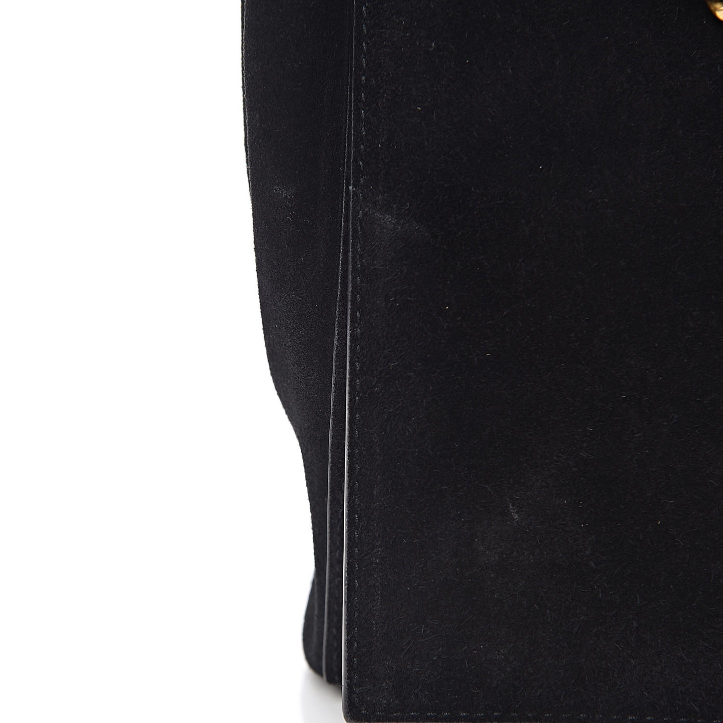 Smooth Calfskin Suede Medium Reversible Monogram Kate Satchel Black