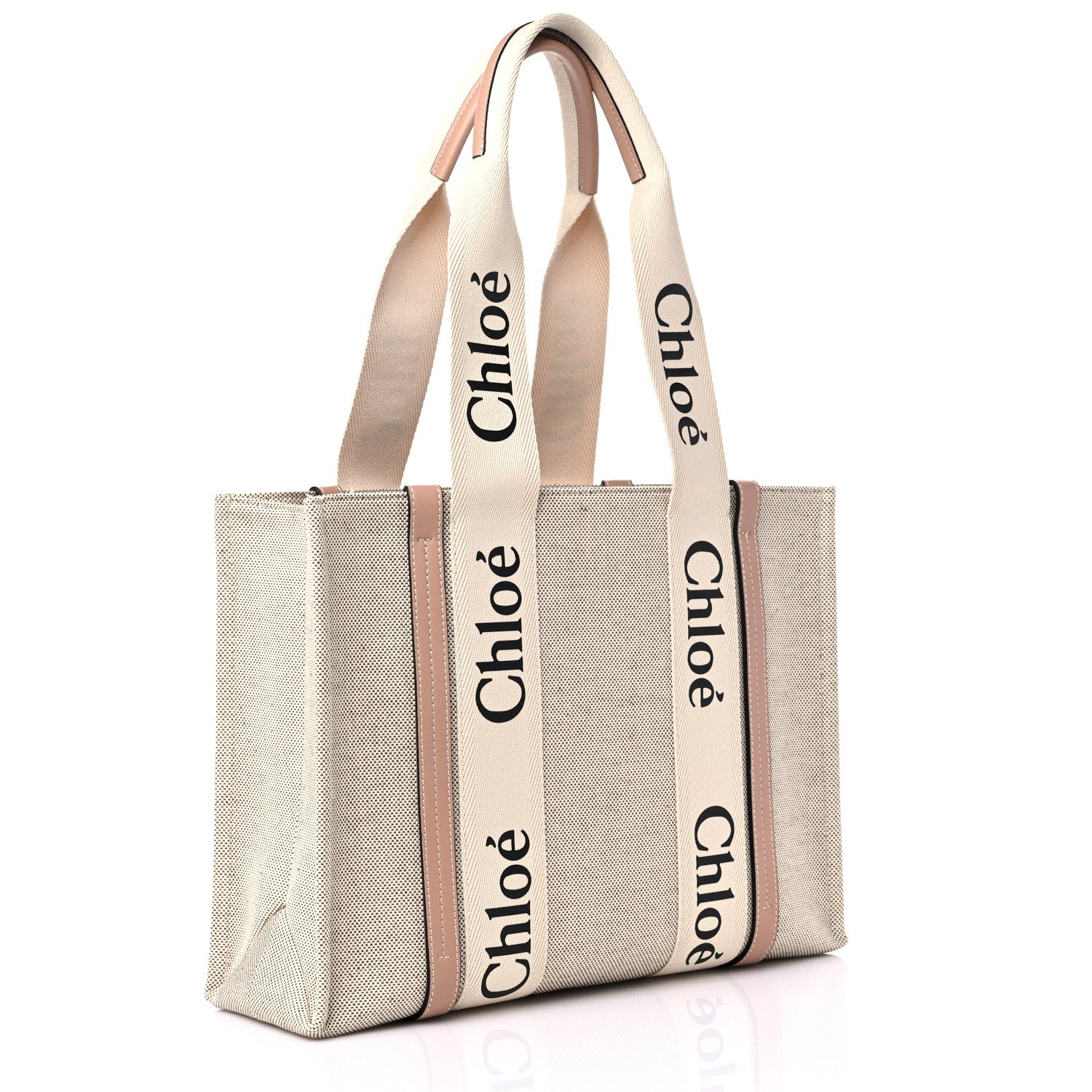 Chloe Cotton Calfskin Medium Woody Ribbon Tote Biscotti Beige 3 of 12
