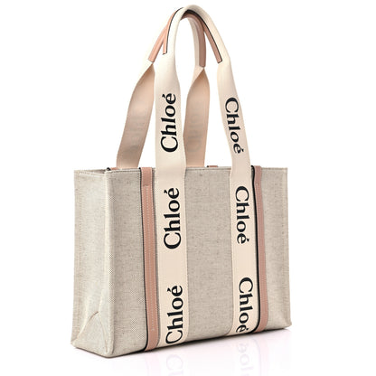 Chloe Cotton Calfskin Medium Woody Ribbon Tote Biscotti Beige 3 of 12