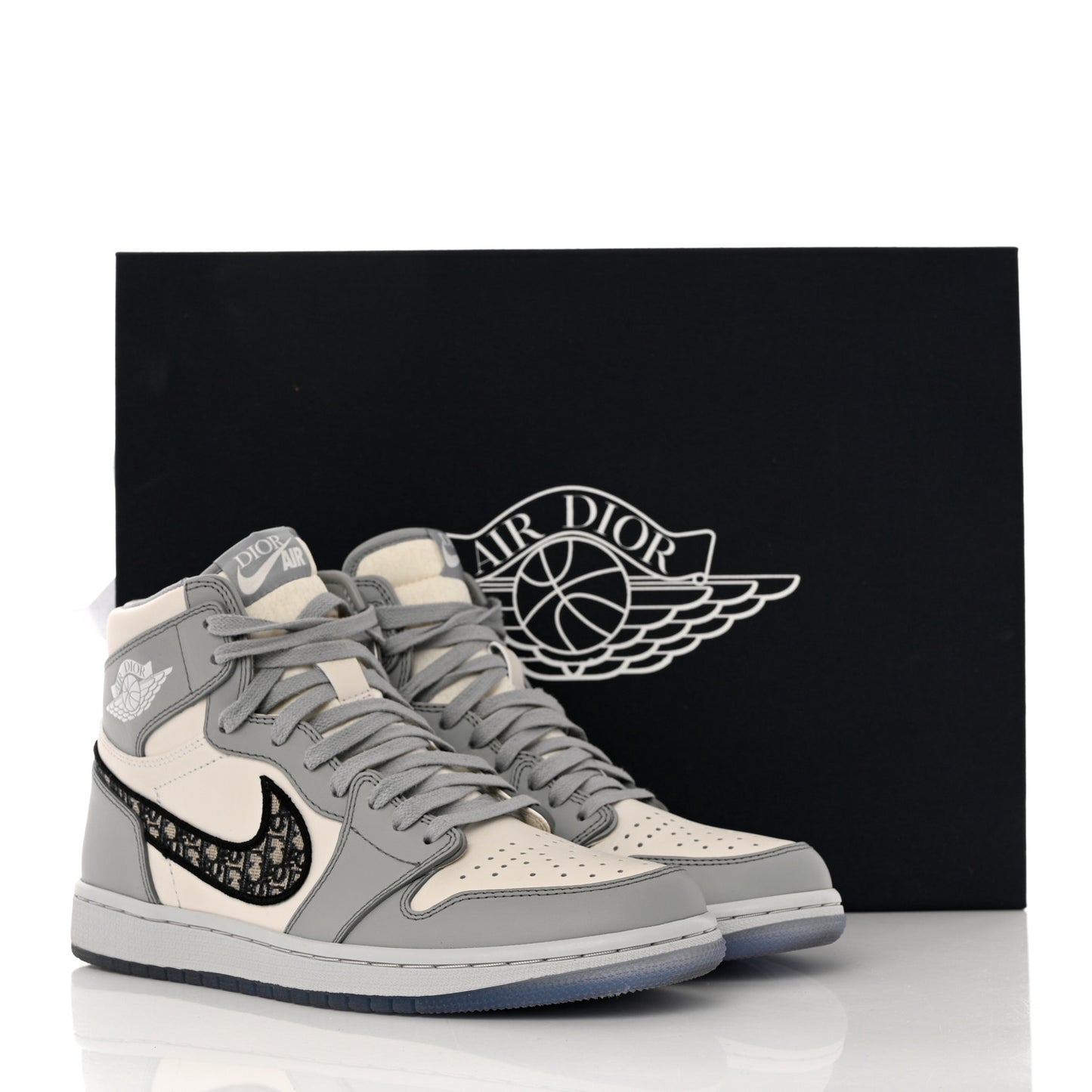 X NIKE AIR JORDAN Calfskin Mens Oblique High Sneakers 41 Beige White