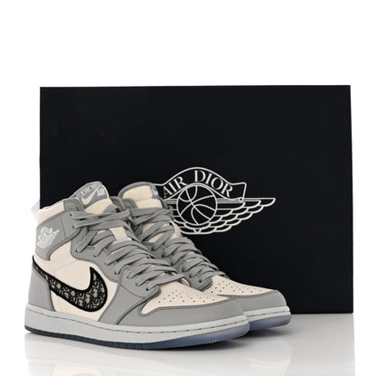 Christian Dior X NIKE AIR JORDAN Calfskin Mens Oblique High Sneakers 41 Beige White 11 of 11