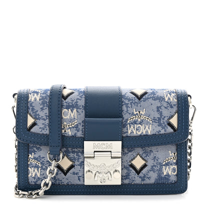 MCM Vintage Jacquard Monogram Mini Tracy Crossbody Blue 1 of 9