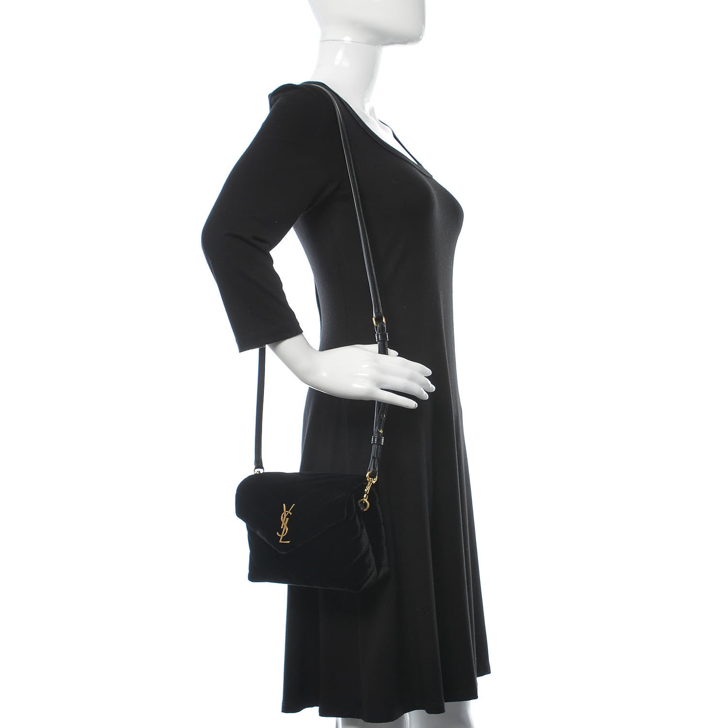 Velvet Y Quilted Monogram Toy Loulou Chain Satchel French Black