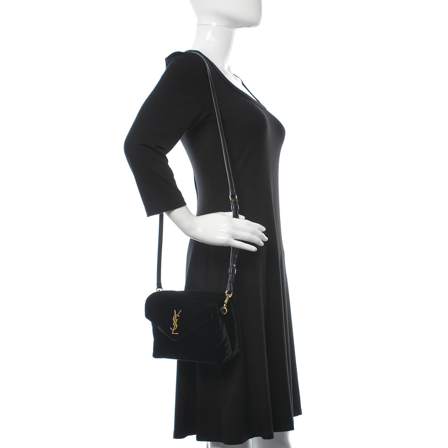 Saint Laurent Velvet Y Quilted Monogram Toy Loulou Chain Satchel French Black 2 of 10