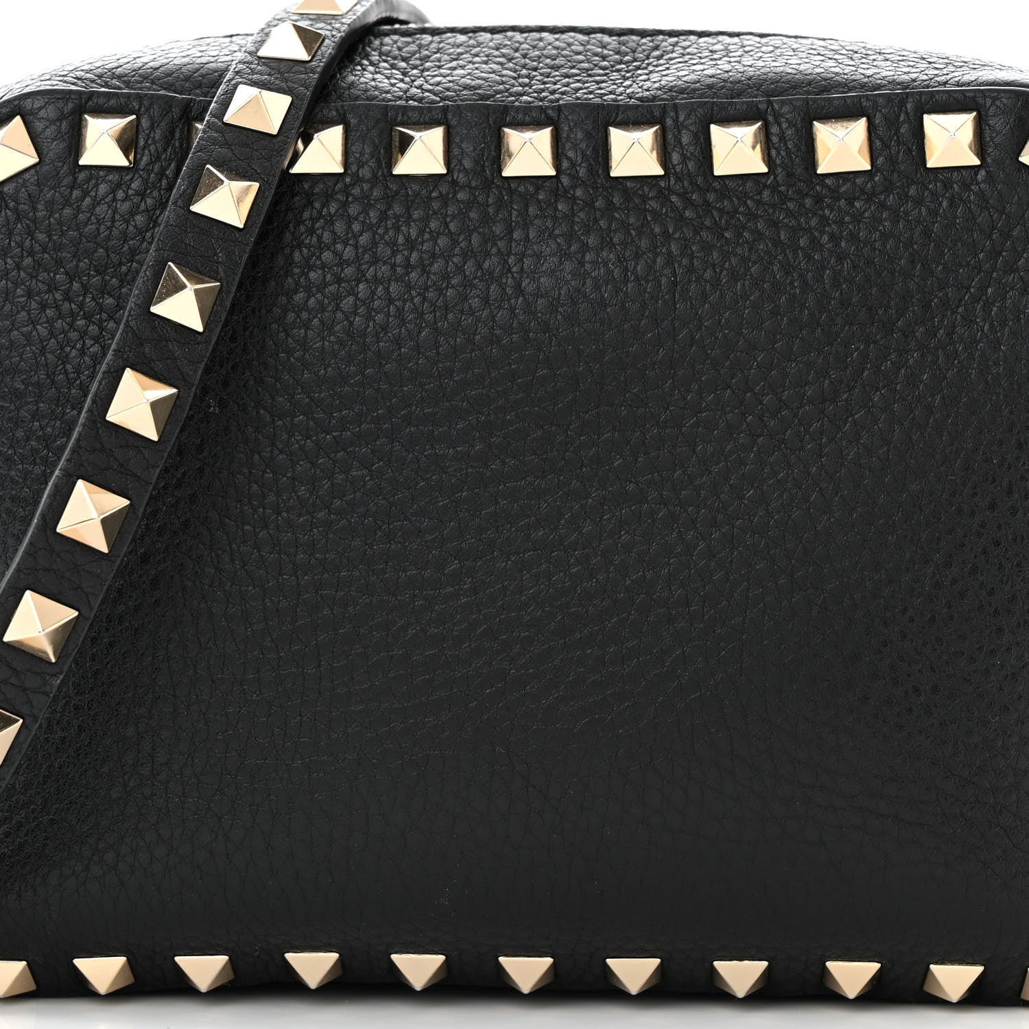 Valentino Garavani Pebbled Calfskin Rockstud Camera Crossbody Bag Black 7 of 9
