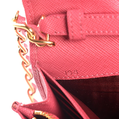 Prada Saffiano Metal Oro Chain Wallet Peonia 7 of 8