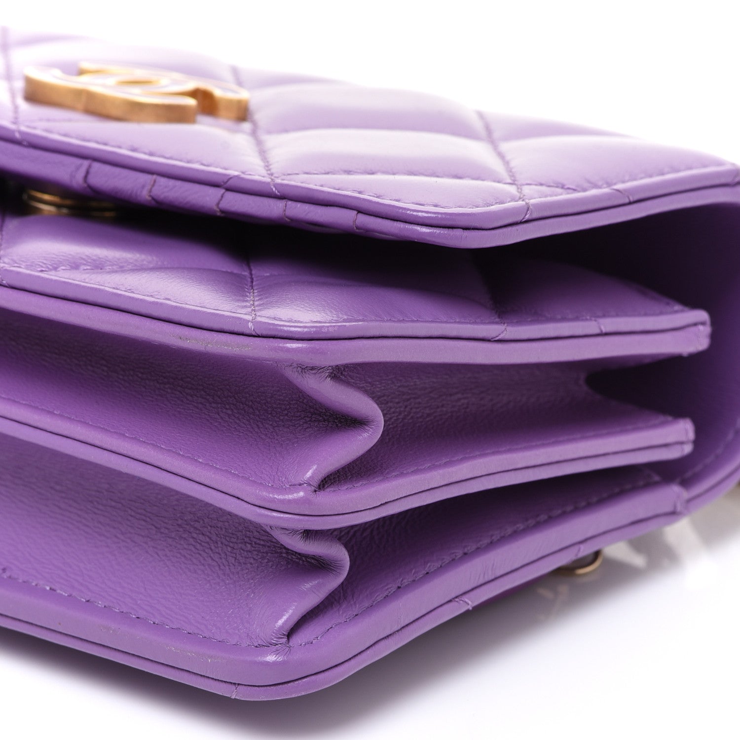 Chanel Lambskin Enamel Quilted Pending CC Clutch With Chain Purple 9 of 9