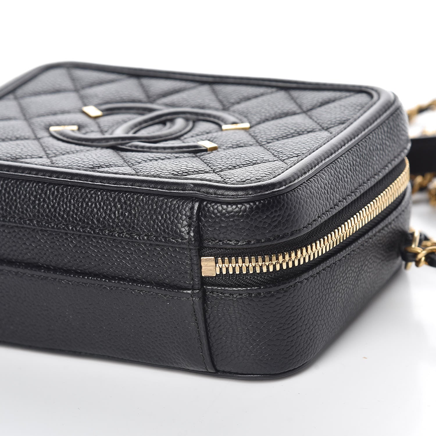 Chanel Caviar Quilted Small CC Filigree Vanity Case Black 9 of 10
