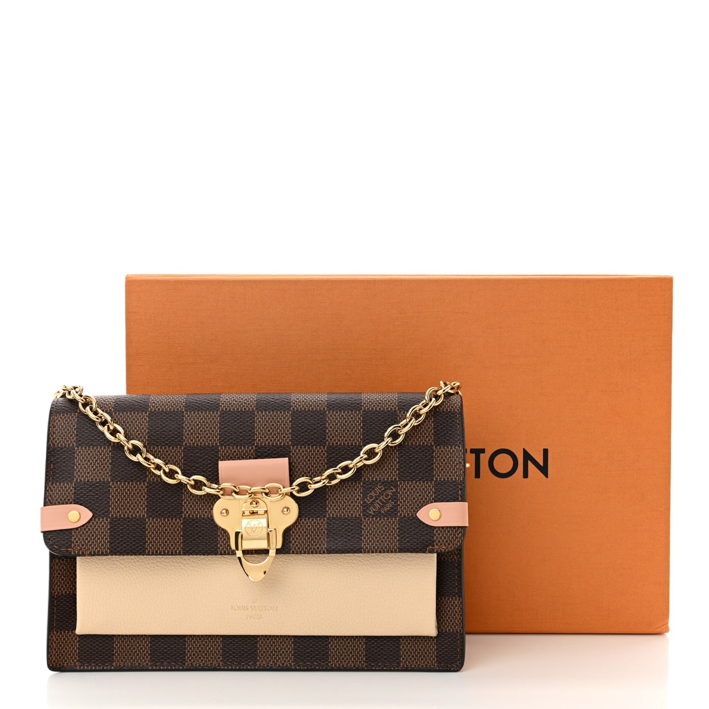 Damier Ebene Vavin Chain Wallet Creme