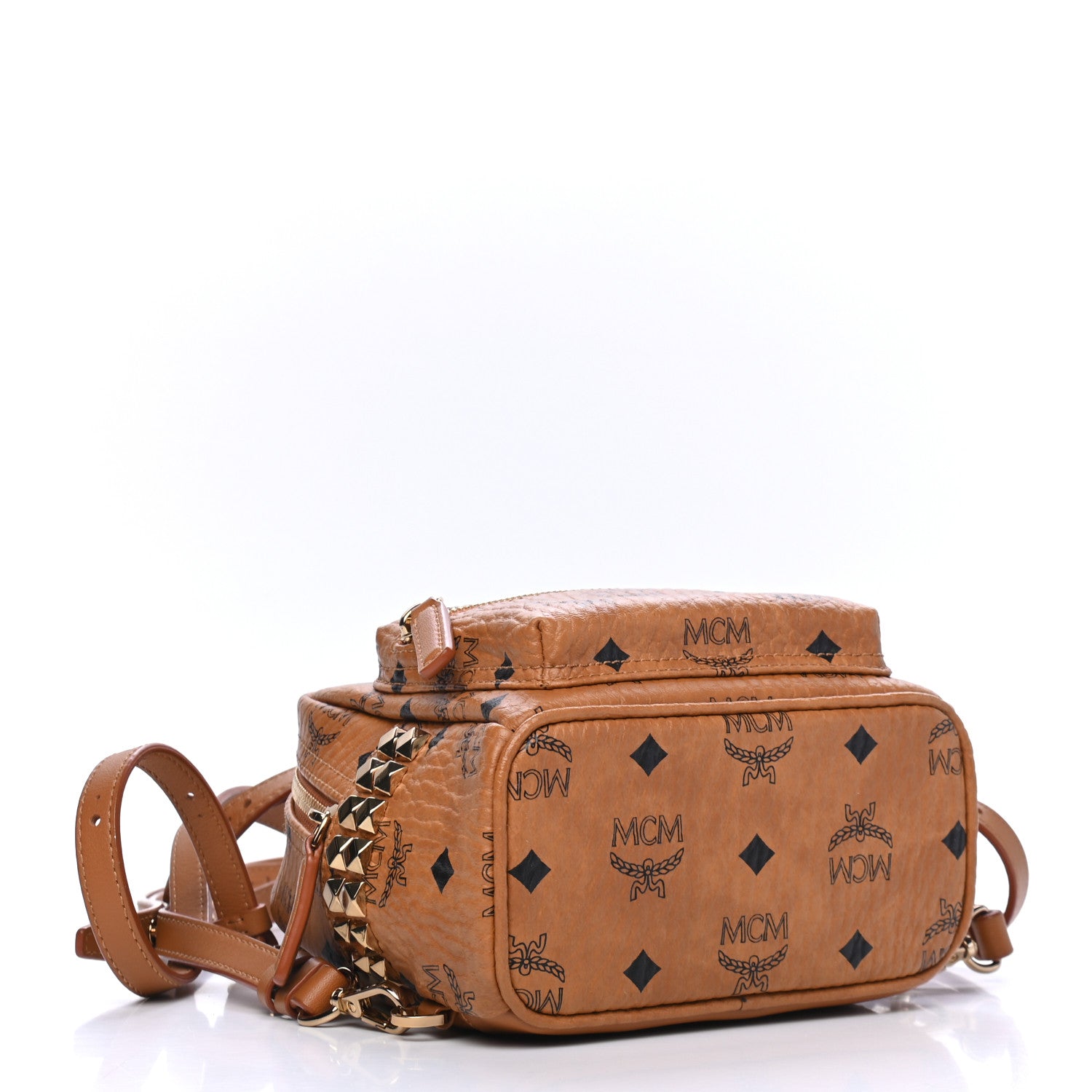 MCM Visetos Side Stud X-Mini Stark Backpack Cognac 3 of 6