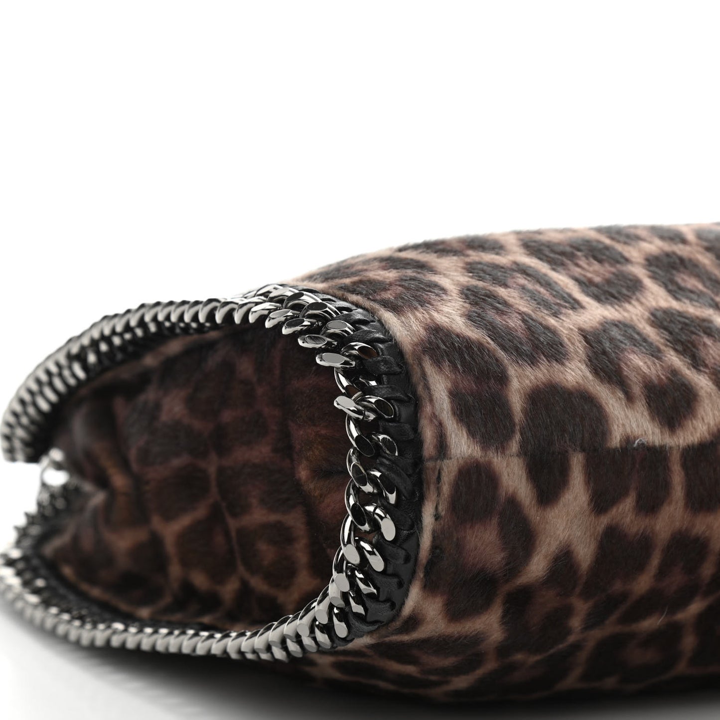 Faux Calf Hair Leopard Print Small Falabella Tote Brown