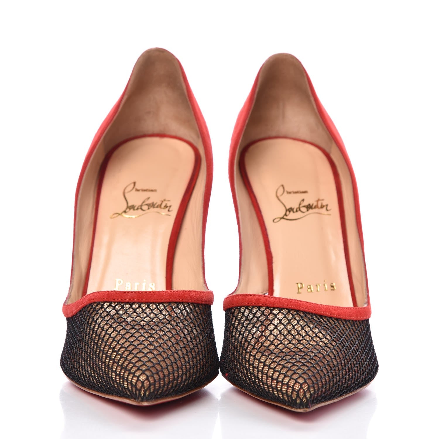 Christian Louboutin Fishnet Suede Miluna 100 Pumps 37 Black Rouge 2 of 12
