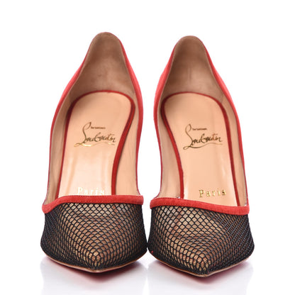 Christian Louboutin Fishnet Suede Miluna 100 Pumps 37 Black Rouge 2 of 12
