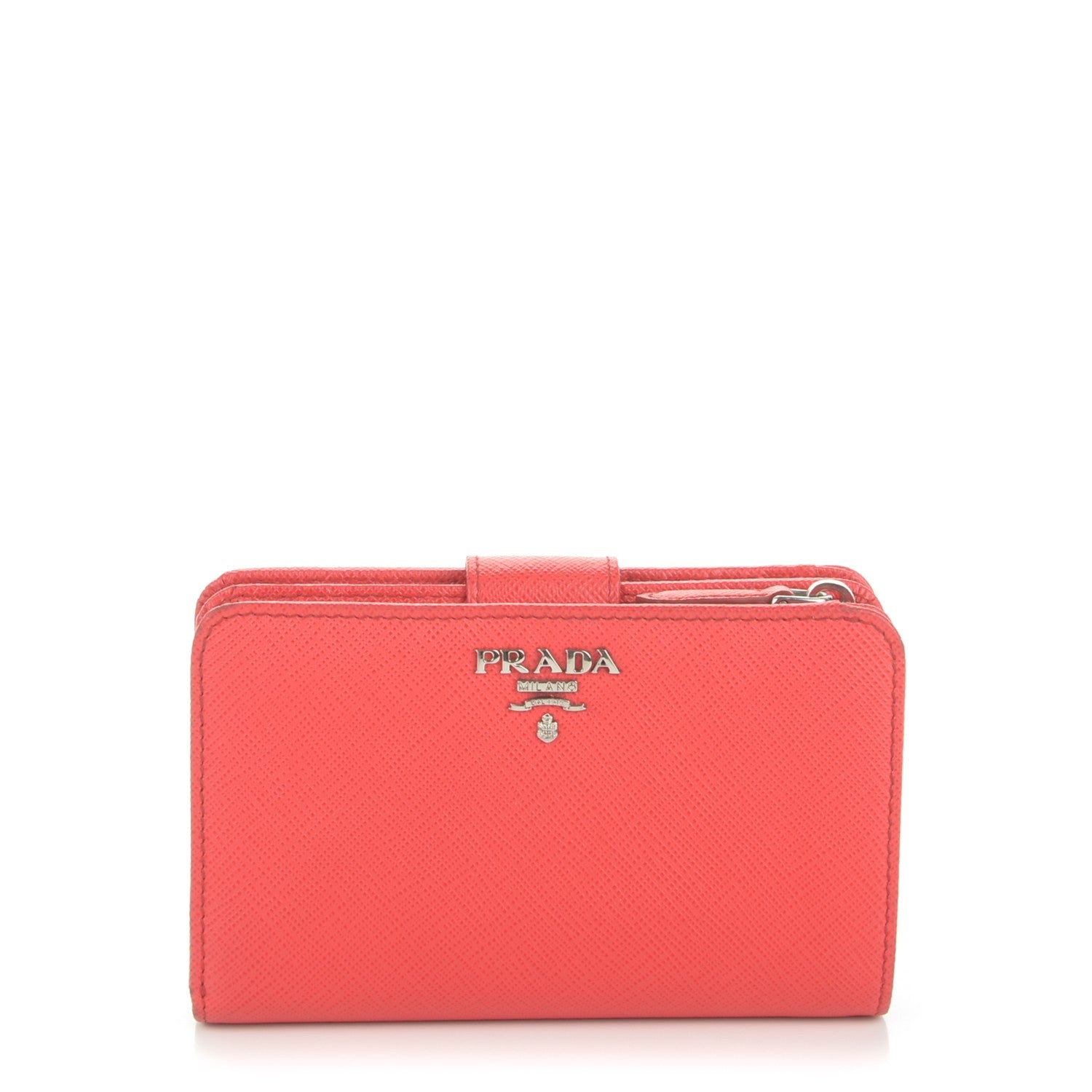 Prada Saffiano Metal Compact Wallet Red 1 of 7