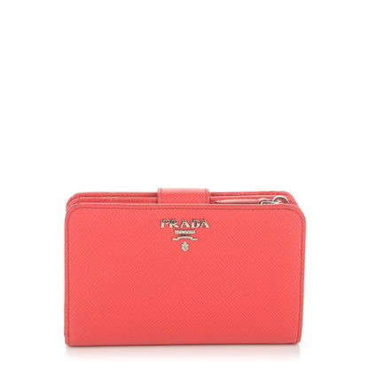 Prada Saffiano Metal Compact Wallet Red 1 of 7