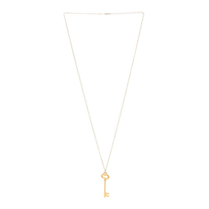 Tiffany 18K Yellow Gold Oval Key Pendant Link Necklace 3 of 6