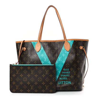 Louis Vuitton LOUIS VUITTON Monogram V Neverfull MM Turquoise 1 of 9