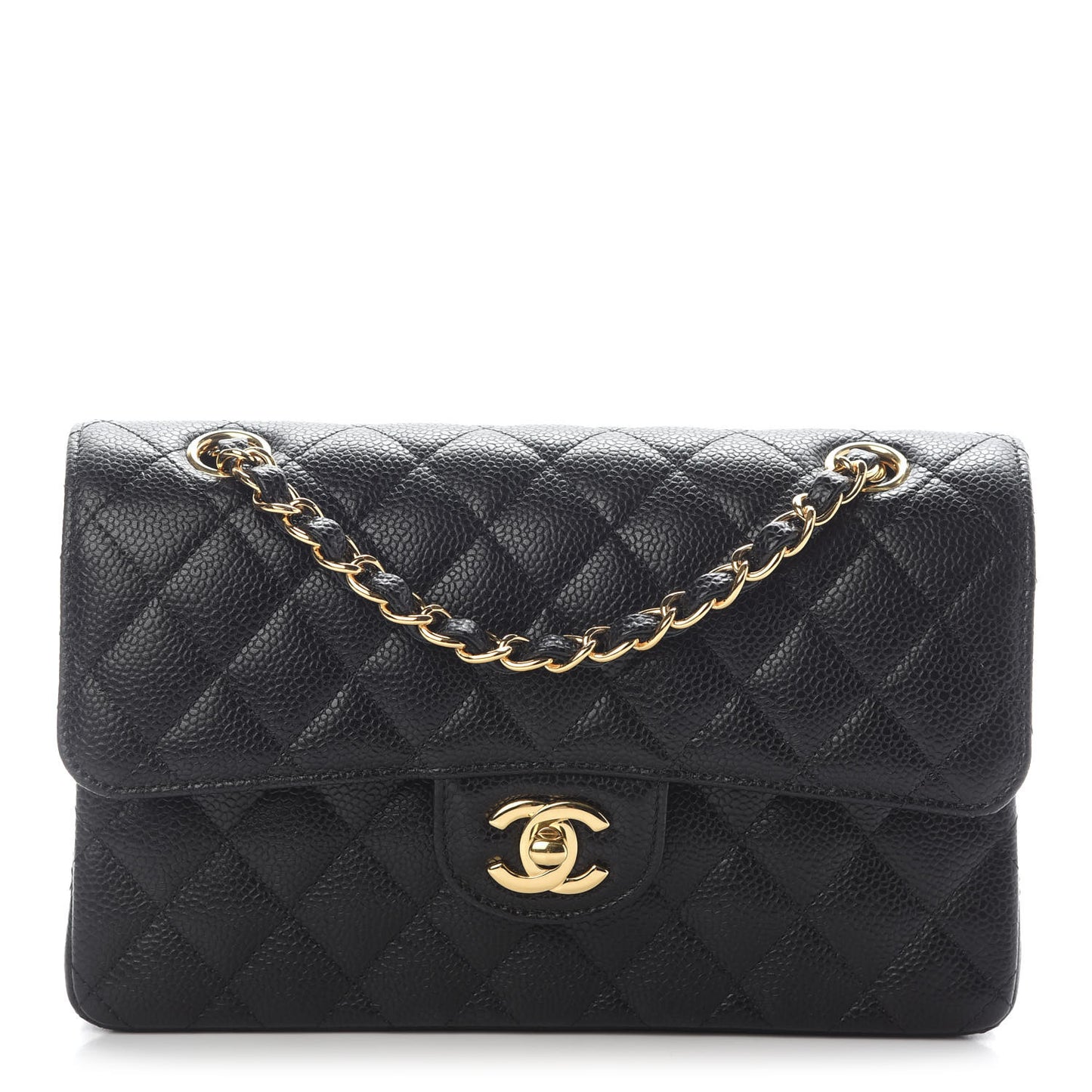 Caviar Quilted Small Double Flap Black