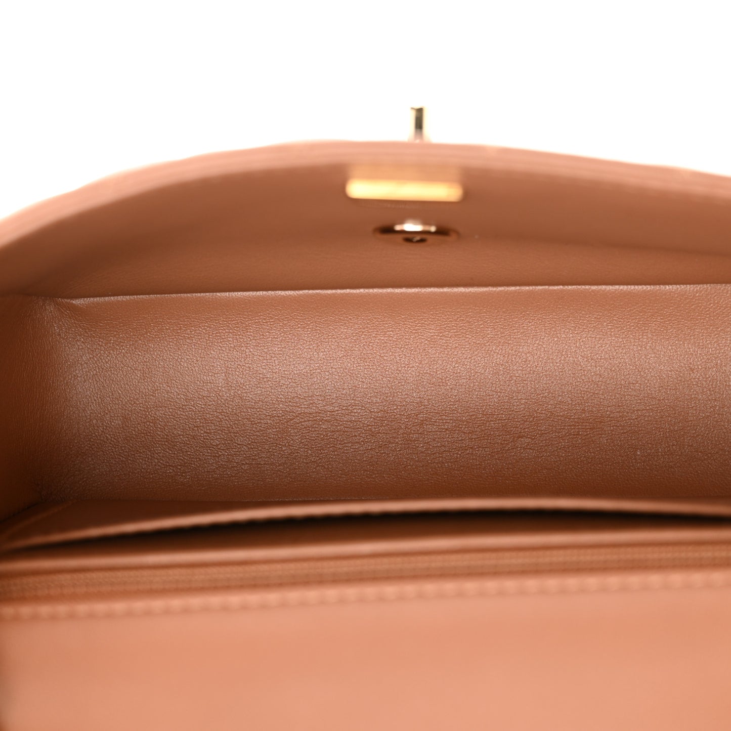 Lambskin Quilted Mini Rectangular Flap Brown