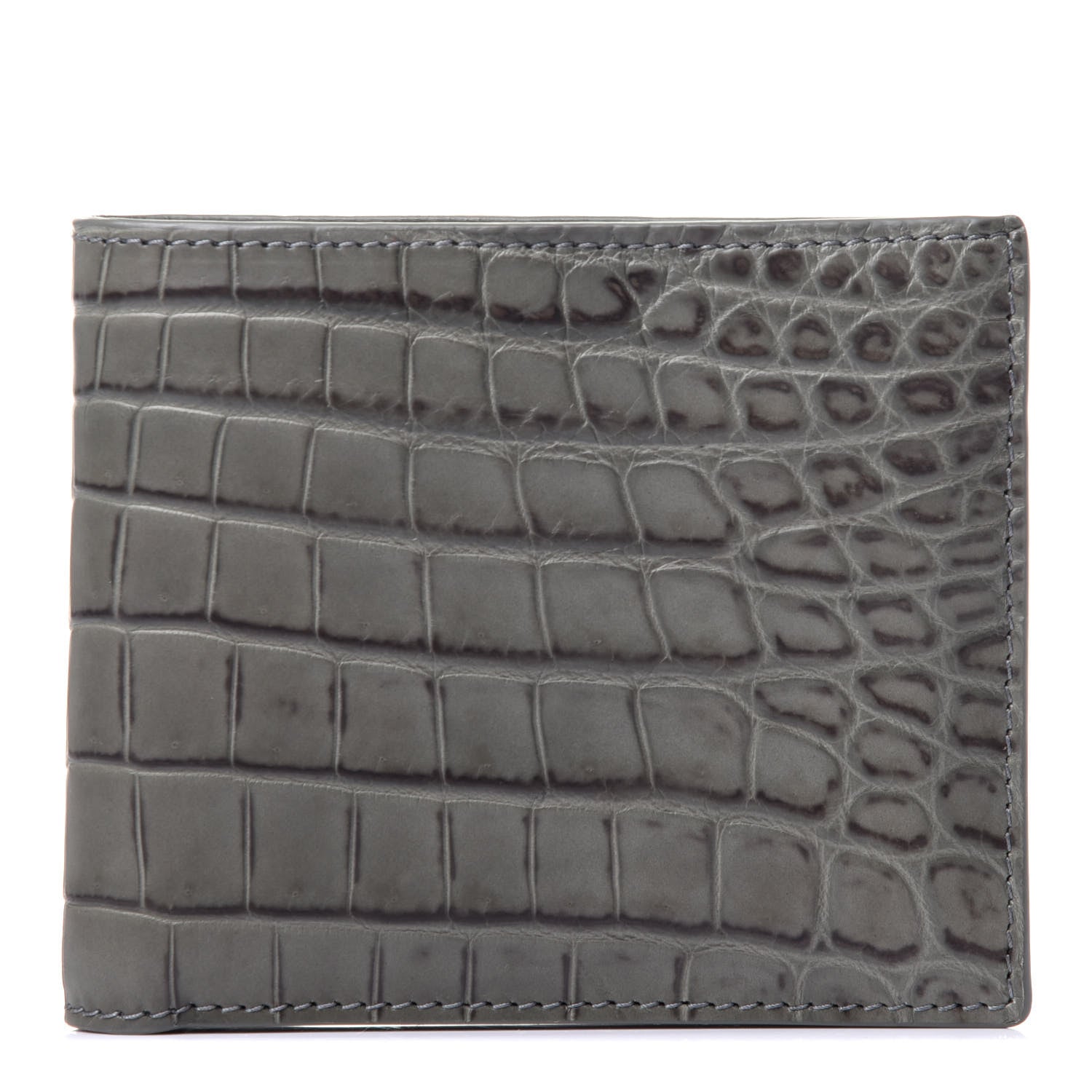 Bottega Veneta Crocodile Bi-Fold Wallet Grey 1 of 10