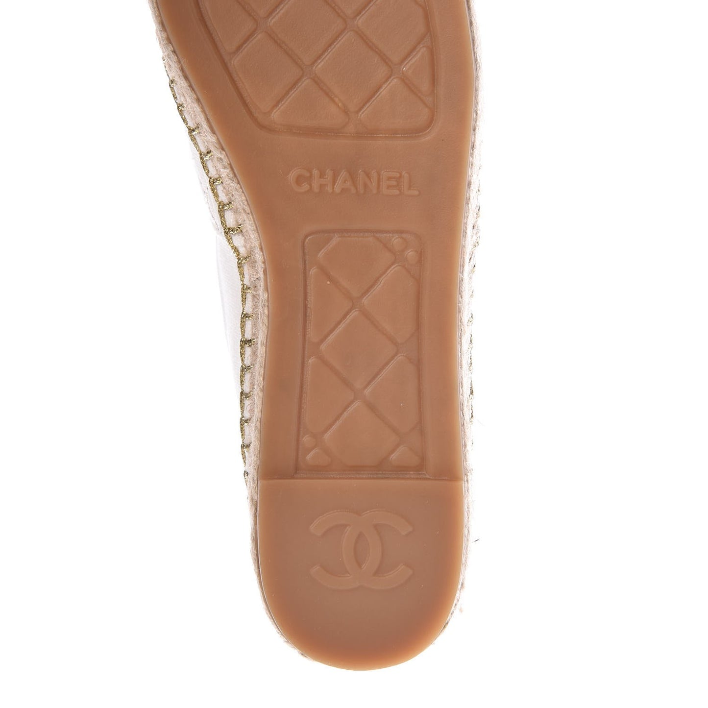 Fabric Biarritz CC Espadrilles 40 White Gold