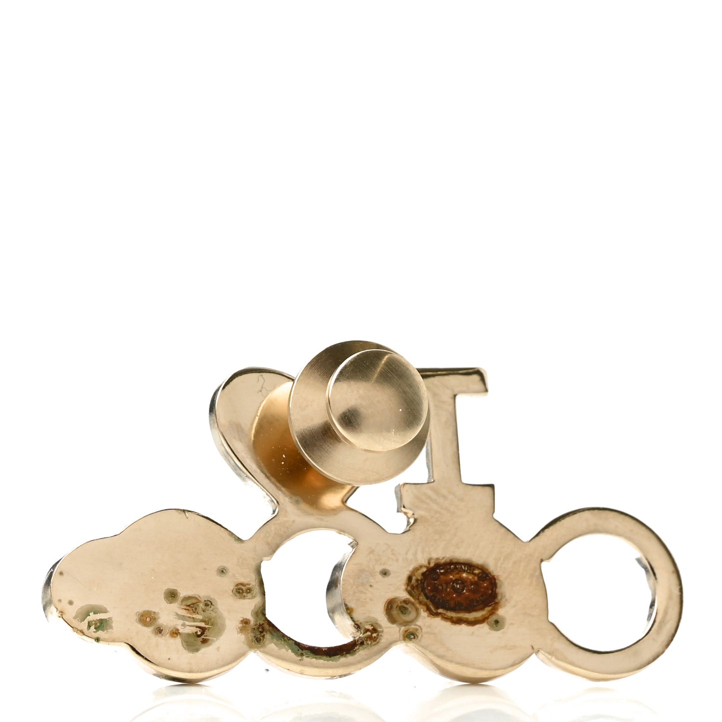 Metal Resin Pearl I Love Coco Brooch Gold Brown Pink