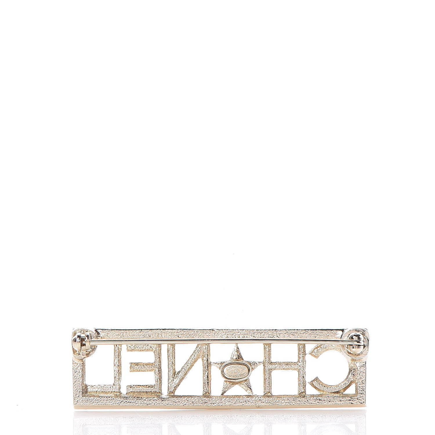 Chanel Baguette Crystal Star Logo Brooch Gold 3 of 4